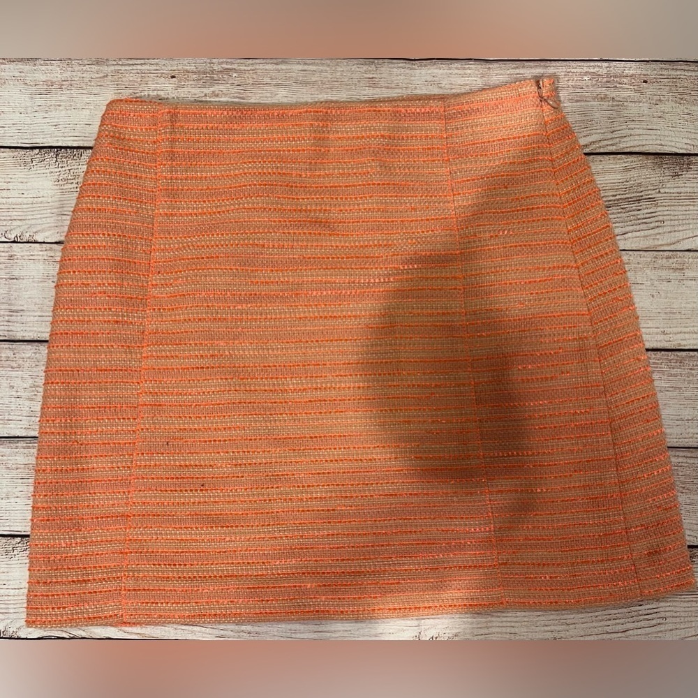 NWT - LOFT Women's Coral Pink Textured Tweed A-Line Lined Career Skirt Size 8